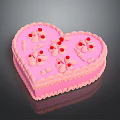 Heart Shaped Pink Cake With Smooth Frosting Flower Decorations And Cherries