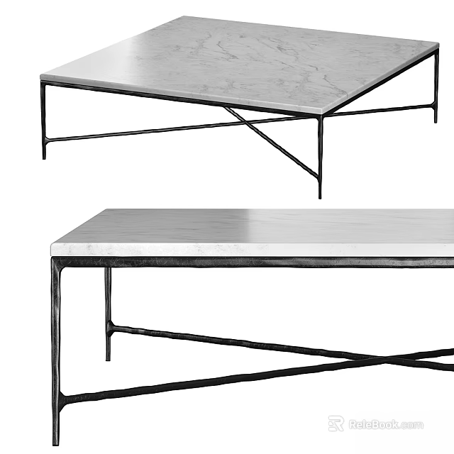 Modern Minimalist Dining Table With Smooth Marble Tabletop And Sturdy Metal Frame Design 3d model 