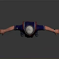 3D Character Outfit With Blue Uniform Red Scarf White Hat Belt Short Pants Socks And Shoes