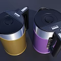 Kitchen Utensil Set Gold And Purple Electric Kettles With Black Lids Handles Measurement Marks