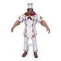 Man Dressed As Chef In White Uniform With Chef Hat Red Scarf And Gold Accents