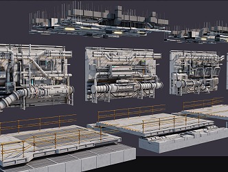 Modern technology equipment science fiction future wall 3d model