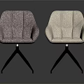 Modern Stylish Accent Chairs With Purple And Beige Upholstered Seats Tufted Details And Black Tripod Legs