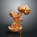 Golden Traditional Sculpture With Intricate Carvings Cloud Patterns And Dragon Shaped Ornate Base