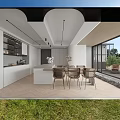 Modern Bright Open Living And Dining Space With Large Floor Glass Windows Overlooking Lush Scenery