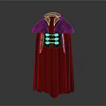 Gray Cloak With Red Lining And Silver Button Details For Costume Design 3d model