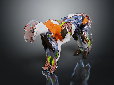Detailed 3D Anatomical Panther Model Showing Muscles Bones And Vibrant Internal Structure Rendering 3d model