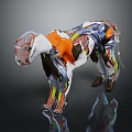 Detailed 3D Anatomical Panther Model Showing Muscles Bones And Vibrant Internal Structure Rendering