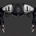 Detailed 3D Armored Character In Tactical Combat Suit With Helmet And Red Glowing Eyes