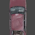 Old Rusty Red Car With Damaged Windows And Interior Red Seat