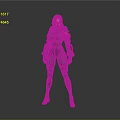 3D Female Character Model in Dark Combat Suit with Orange Accents Standing Pose