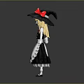 Game Movie Character With Black Hat Red Bow Blonde Hair White Apron And Black Dress