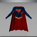 Superhero Superman Costume With Blue Body Red Cape And Yellow Emblem Design