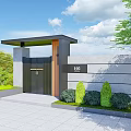 Modern Entrance Gate With House Number 105 Gray Wall Wooden Accent And Green Plants