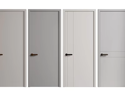 Stylish Flush Doors With Multiple Color Options And Wooden Handle Designs 3d model