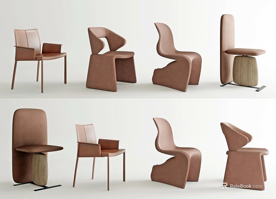 Modern Leisure Chairs Showcasing Multiple Sleek Designs Contemporary Silhouettes And Neutral Tones 3d model 