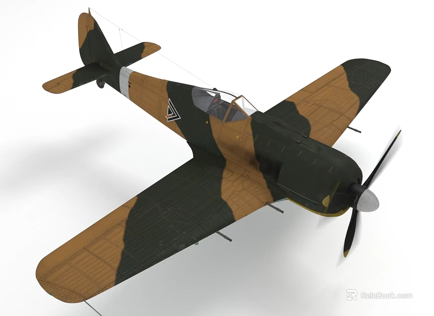 Vintage Propeller Passenger Airplane Featuring Camouflage Green Brown Paint And Classic Design 3d model 