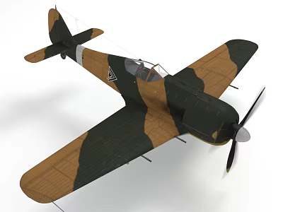 Vintage Propeller Passenger Airplane Featuring Camouflage Green Brown Paint And Classic Design 3d model