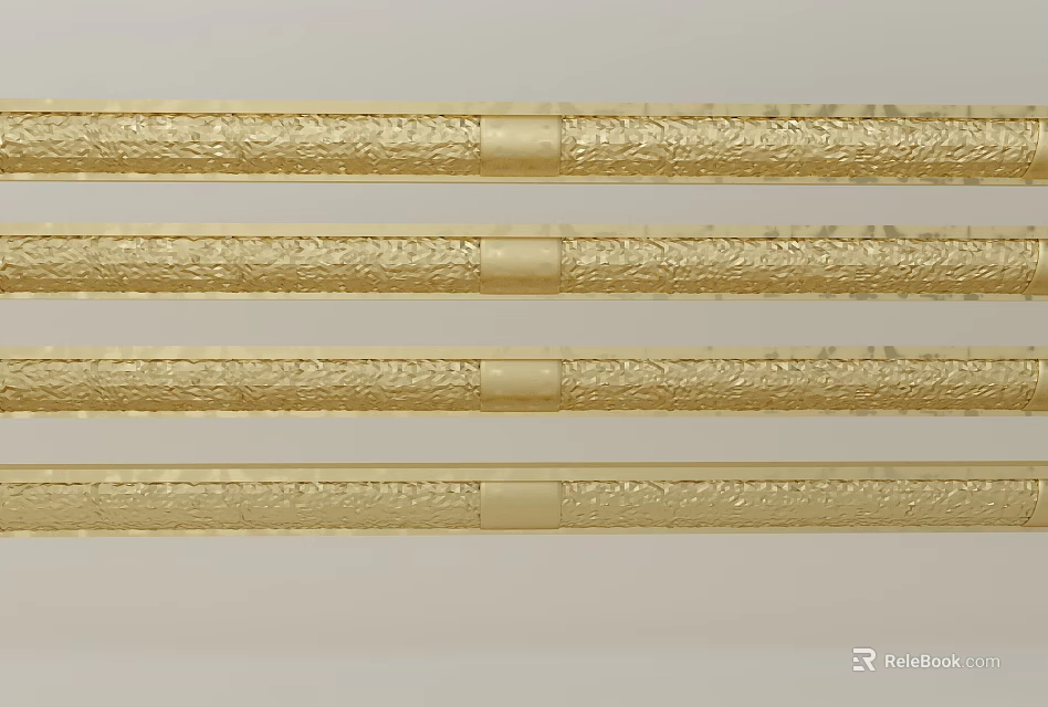 Exquisite Golden Carved Decorative Strips With Intricate Texture For Home Decoration Design 3d model 