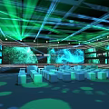 Modern Stage Interior Design With Dynamic Lighting Large Screen And Audience Seats 3d model