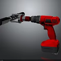 Red Cordless Drill Power Tool With Metal Attachment And Ergonomic Grip