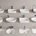 Various Modern Bathroom Washbasin Styles In Round And Square Shapes With Faucets