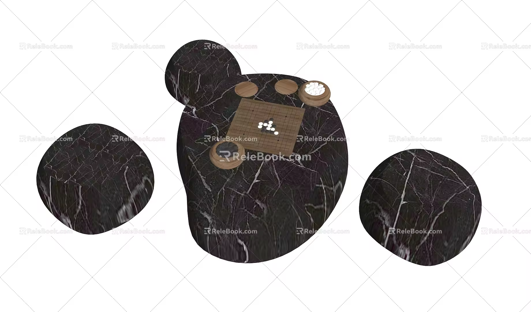 New Chinese Stone Table Chess Table 3d model