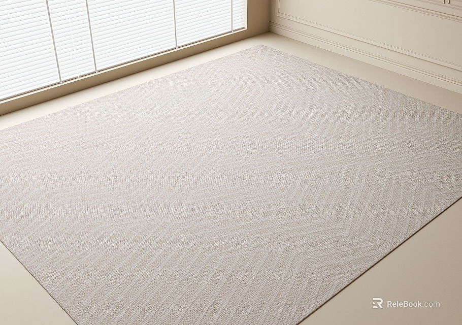 Sculptural Art Display In Bright Room With Light Colored Geometric Carpet And Windows 3d model 