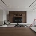 Modern Living Dining Room Interior With Sofa Coffee Table Area Rug And Large Windows