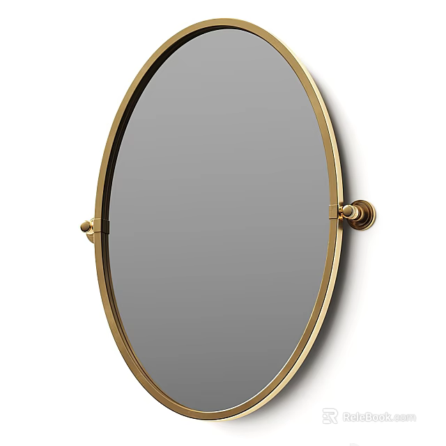 Oval Wall Mounted Mirror With Gold Frame For Modern Home Decor 3d model
