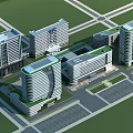 Modern Hospital Building Exterior With High Rise Structure And Glass Curtain Walls