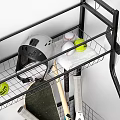 Sports Equipment Storage Rack With Various Balls Rackets Skateboard And Helmet