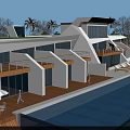 Modern Luxury Villa With Open Terrace Swimming Pool Palm Trees And Sun Loungers