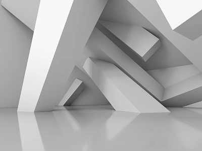 Abstract Modern Artwork With Interlocking White Gray Geometric 3D Shapes And Smooth Reflective Surfaces 3d model