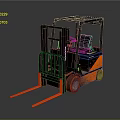 Modern Black and Orange Industrial Equipment Forklift with Cabin and Forks for Material Handling