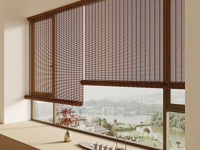 New Chinese Bamboo Curtain Roller Curtain 3d model