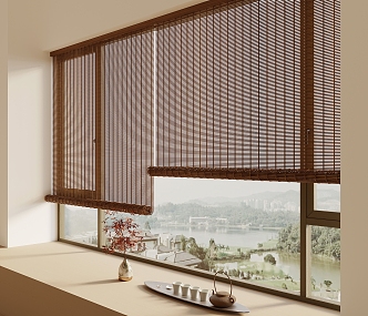 New Chinese Bamboo Curtain Roller Curtain 3d model