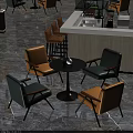Casual Sofa Set in Yellow and Green with Wooden Armrests and Small Round Table