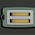 Green Electronic Toaster Appliance With Two Golden Toast Slices On Top