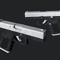 Two Modern Tactical Pistols With Sleek Metal Design And Black Grip Details