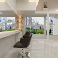 Stylish Modern Beauty Hair Salon Interior Design With White Wood Styling Chairs And Lighting
