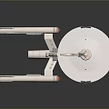 Spaceship Model White Circular Hull With Twin Cylindrical Engines Orange Accents And Detailed Structure