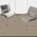 Modern Office Chair With Light Beige Leather And Chrome Metal Frame Design