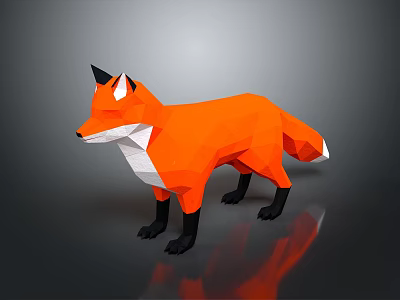 Low Poly Style Orange Fox Game Movie Character With White Underbelly Black Legs And Ears 3d model