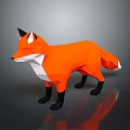 Low Poly Style Orange Fox Game Movie Character With White Underbelly Black Legs And Ears