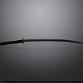 Traditional Japanese Samurai Sword With Black Scabbard And Golden Handle On Smooth Surface