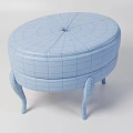 Soft Fabric Upholstered Round Shoe Bench With Wooden Legs For Entryway Decor