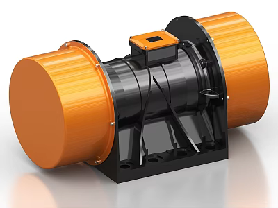 Industrial Vibration Motor Equipment With Orange Black Cylindrical Design And Base Structure 3d model