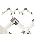 Modern Geometric White And Metal Linear Chandelier For Interior Ceiling Lighting Design 3d model