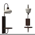 Modern Wall Lamps with Metal Brackets Wooden Shelves and White Shades for Home Interior Decor